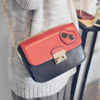 Heart Applique Color Block Crossbody Bag