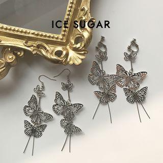 Butterfly Drop Ear Stud / Clip-on Earring