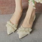 Lace Panel Faux Pearl Flats