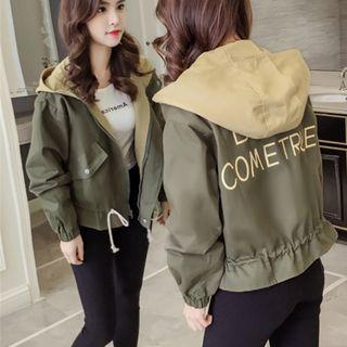 Long-sleeve Lettering Hooded Jacket