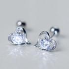 925 Sterling Silver Rhinestone Heart Stud Earring