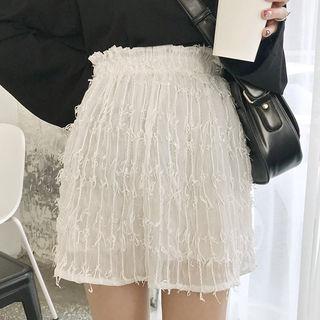 Fringed Chiffon Miniskirt