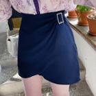 Inset Shorts Rhinestone-buckled Miniskirt