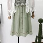 Elastic-waist Embroidered Skirt