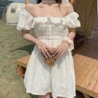 Floral Puff-sleeve Mini A-line Dress