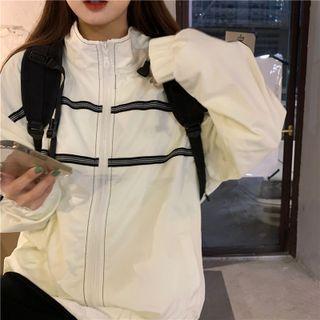 Contrast Stitch Oversized Long-sleeve Jacket