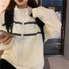 Contrast Stitch Oversized Long-sleeve Jacket