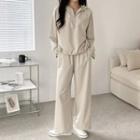 Set: Hooded Drawstring-hem Top + Band-waist Pants
