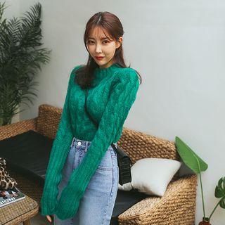 Extra Long-sleeve Cable Sweatshirt