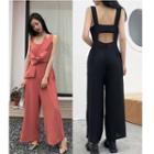Sleeveless Bow Accent Jumpsuit
