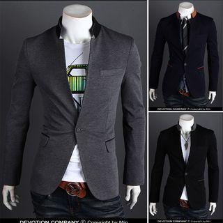 Colour Block Stand-collar Blazer