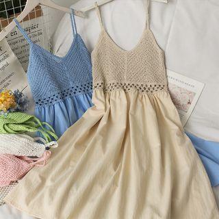 Patchwork Deep V-neck Sleeveless Midi Dress In 9 Colors