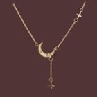 Rhinestone Star & Moon Chain Necklace 1 Piece - Necklace - Gold - 45cm