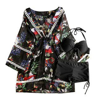 Set: Plain Bikini + Print Cover-up