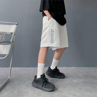 High-waist Printed Straight Leg Shorts