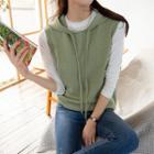 Hooded Dip-back Knit Vest