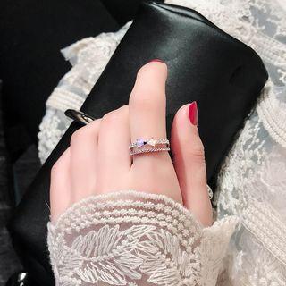 Rhinestone Bow 2-layer Ring