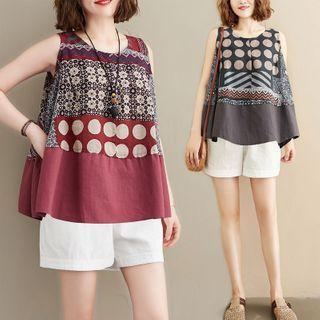 Print Round Neck Tank Top