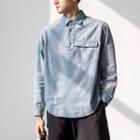 Long-sleeve Half-button Denim Shirt
