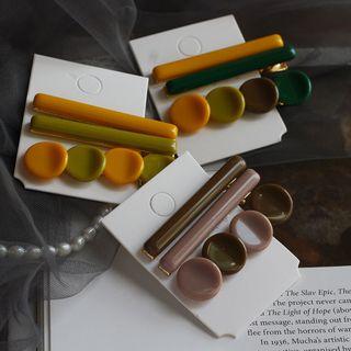 Set Of 3: Acrylic Bar / Disc Hair Clip