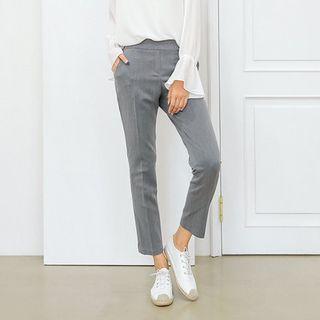 Buckled Straight-cut Dress Pants