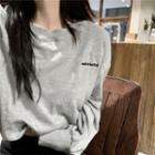 Long-sleeve Letter Printed Cropped Sweatshirt As Shown In Figure - One Size