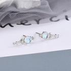 925 Sterling Silver Faux Crystal Earring 1 Pair - Es938 - One Size