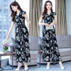 Floral Short-sleeve Jumpsuit