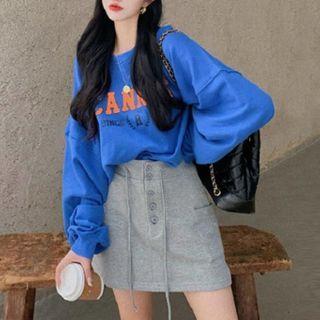 Lettering Sweatshirt / Mini A-line Skirt