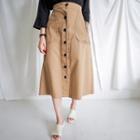 Button-through A-line Long Skirt