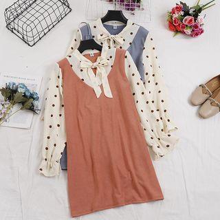 Mock Two Piece Dotted Panel Dress