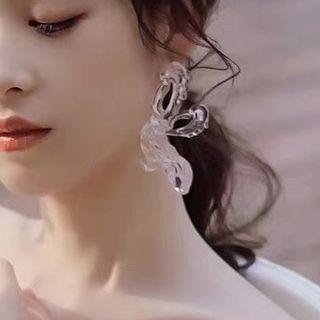 Wedding Butterfly Faux Crystal Earring 1 Pair - Stud Earrings - White Earrings - One Size