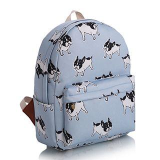 Dog Print Canvas Backpack