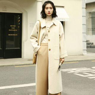 Button Long Coat Beige Almond - One Size