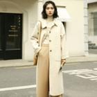 Button Long Coat Beige Almond - One Size