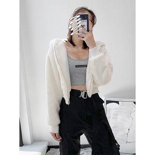 Cropped Hooded Fleece Jacket