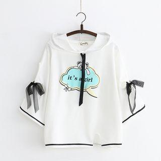 Bear Print Elbow Sleeve Hoodie