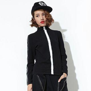 Faux Leather Panel Sweater