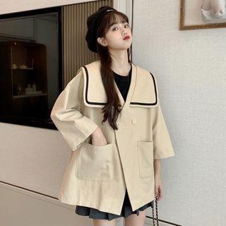 Long-sleeve Sailor Collar Plain Blazer