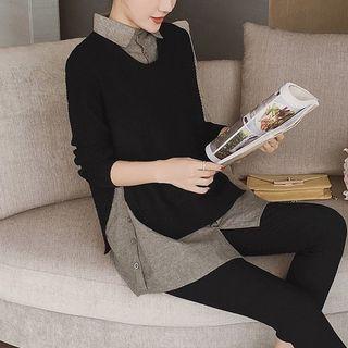 Plain Shirt / Sweater / Mock Two-piece Shirt / Set