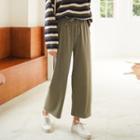 Round Neck Striped Sweater / High-waist Wide-leg Pants