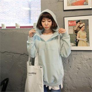 Hooded Zip-neck Pullover