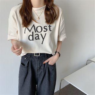 Crewneck Printed Letter Oversize Top