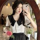 Short-sleeve Collared Blouse / Skirt