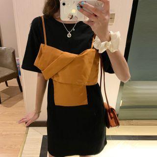 Set: Plain Short-sleeve T-shirt + Camisole Top
