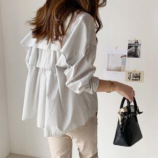 Frilled-back Striped Shirt