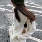 Round-neck Plain Cutout Oversize Knit Top