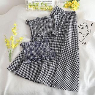 Set: Gingham Tube Top + Midi Skirt