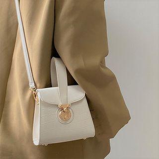 Croc Grain Flap Crossbody Bag Off-white - One Size