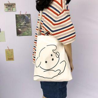 Dog Print Tote Bag White - One Size